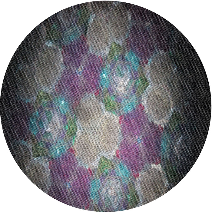 Round Patterned Charcoal Black Modern Rug, pat1755