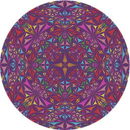 Round Machine Washable Transitional Plum Velvet Purple Rug, wshpat1756