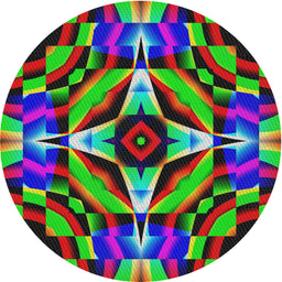 Round Machine Washable Transitional Green Rug, wshpat1758