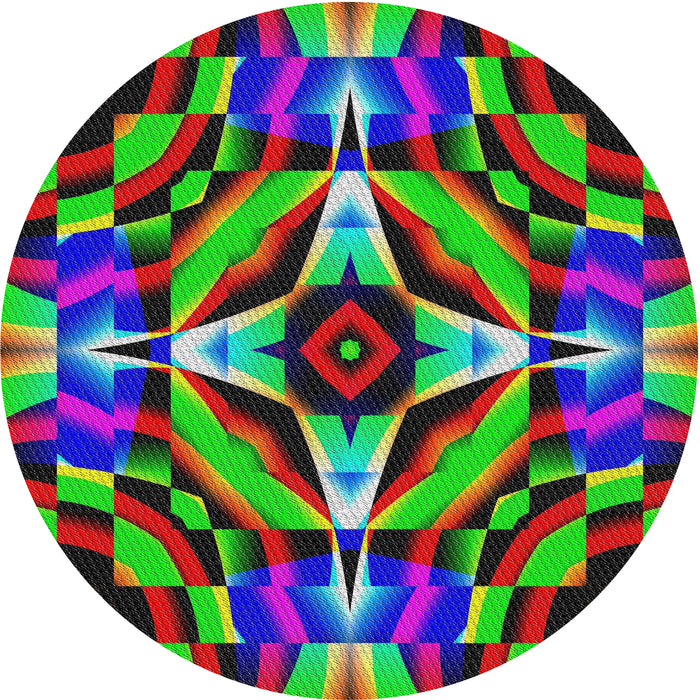 Round Machine Washable Transitional Green Rug, wshpat1758