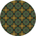 Round Patterned Mid Gray Novelty Rug, pat1760