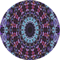 Round Patterned Lavender Purple Modern Rug, pat1764