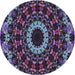 Round Patterned Lavender Purple Modern Rug, pat1764