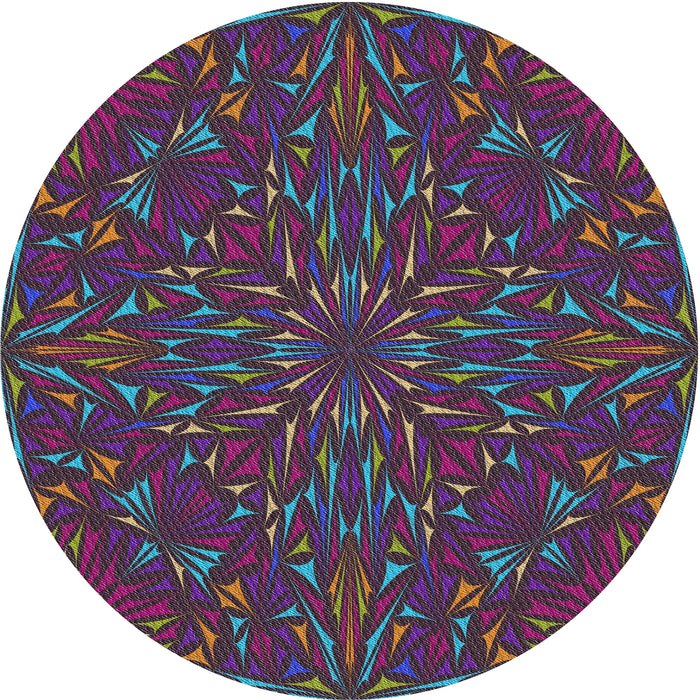 Round Patterned Dark Purple Novelty Rug, pat1768