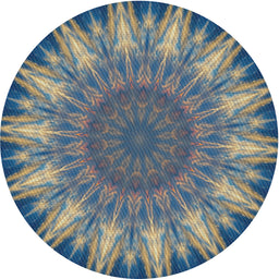 Round Machine Washable Transitional Blue Rug, wshpat1769
