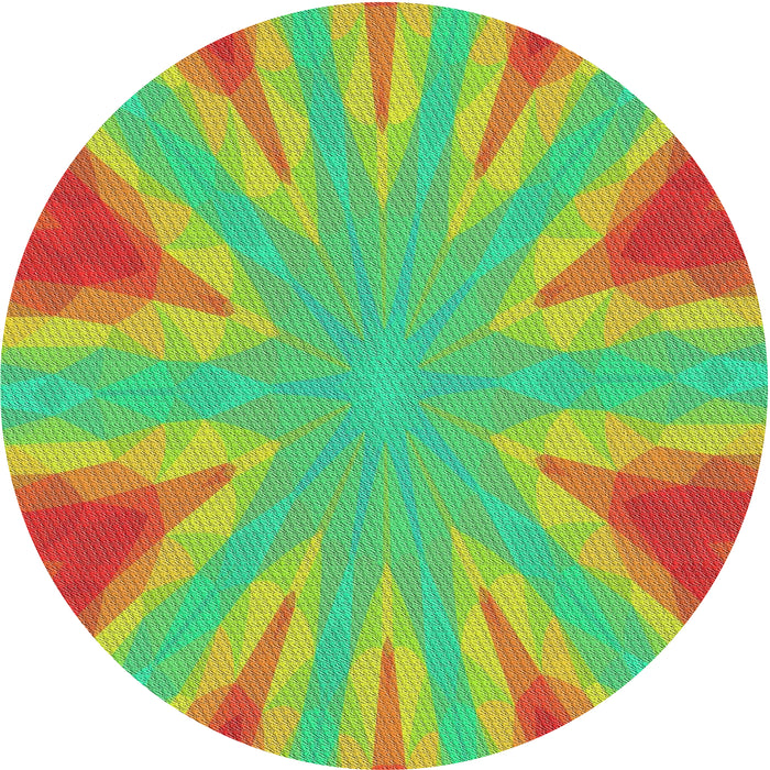 Round Machine Washable Transitional Green Rug, wshpat1770