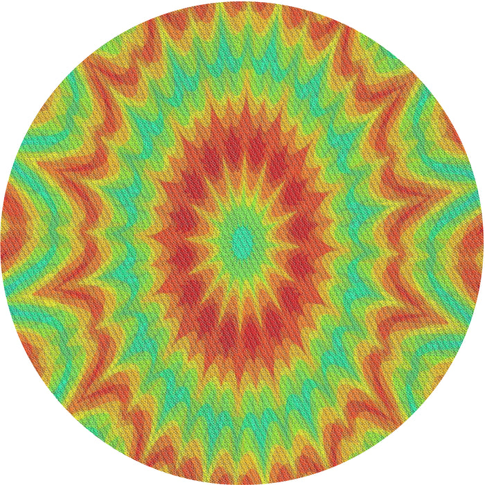 Round Machine Washable Transitional Green Rug, wshpat1772