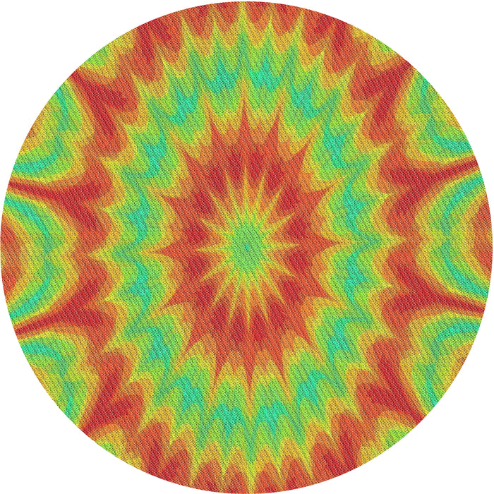 Round Machine Washable Transitional Green Rug, wshpat1774