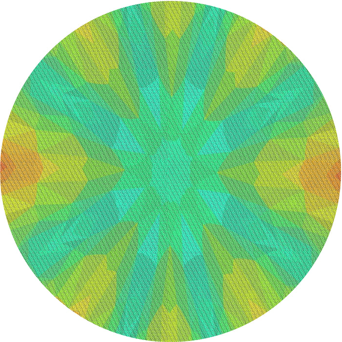 Round Patterned Green Abstract Machine Washable Rug, wshpat1776