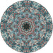 Round Patterned Gray Novelty Rug, pat1779