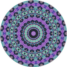 Round Patterned Koi Blue Modern Rug, pat177