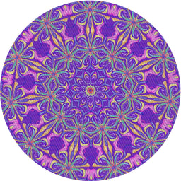 Round Machine Washable Transitional Dark Violet Purple Rug, wshpat178