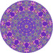 Round Machine Washable Transitional Dark Violet Purple Rug, wshpat178