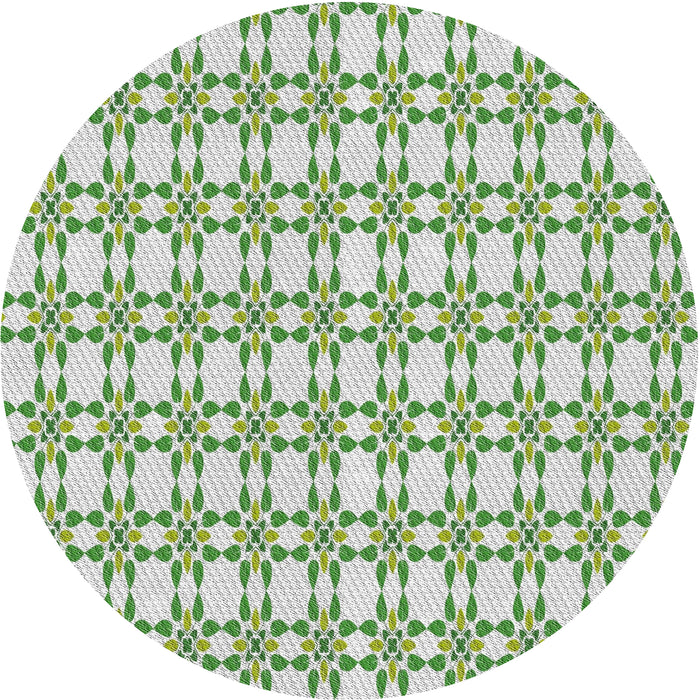 Round Patterned Forest Green Abstract Machine Washable Rug, wshpat1790