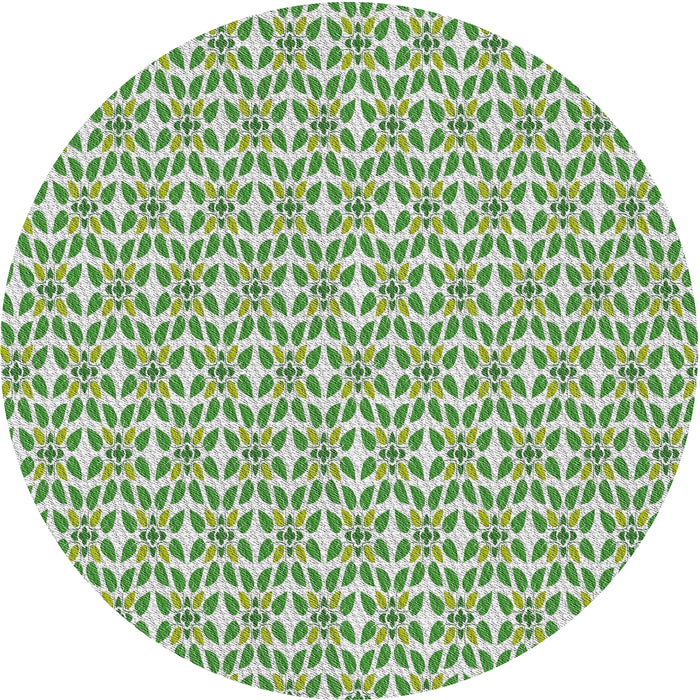 Round Patterned Green Abstract Machine Washable Rug, wshpat1791