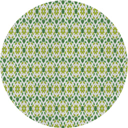 Round Machine Washable Transitional Forest Green Rug, wshpat1793