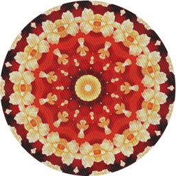 Round Machine Washable Transitional Red Rug, wshpat179