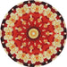 Round Machine Washable Transitional Red Rug, wshpat179