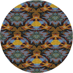 Round Patterned Khaki Green Novelty Rug, pat17