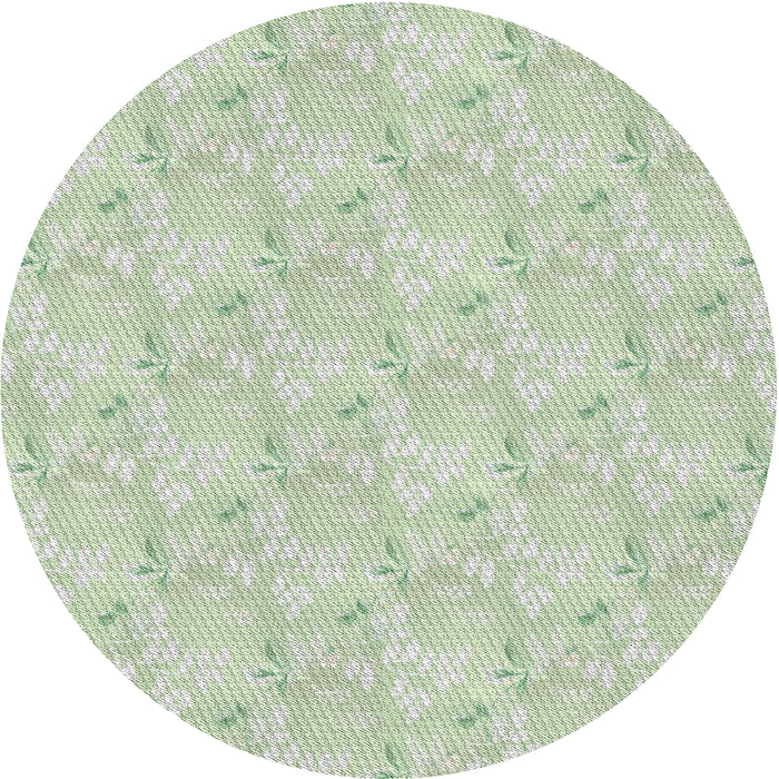 Round Patterned Light Rose Green Abstract Machine Washable Rug, wshpat1802