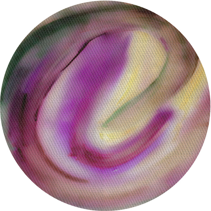 Round Patterned Dark Raspberry Purple Novelty Rug, pat181