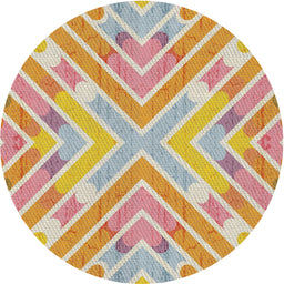 Round Patterned Rust Pink Novelty Rug, pat1834