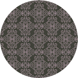 Round Machine Washable Transitional Midnight Gray Rug, wshpat1835