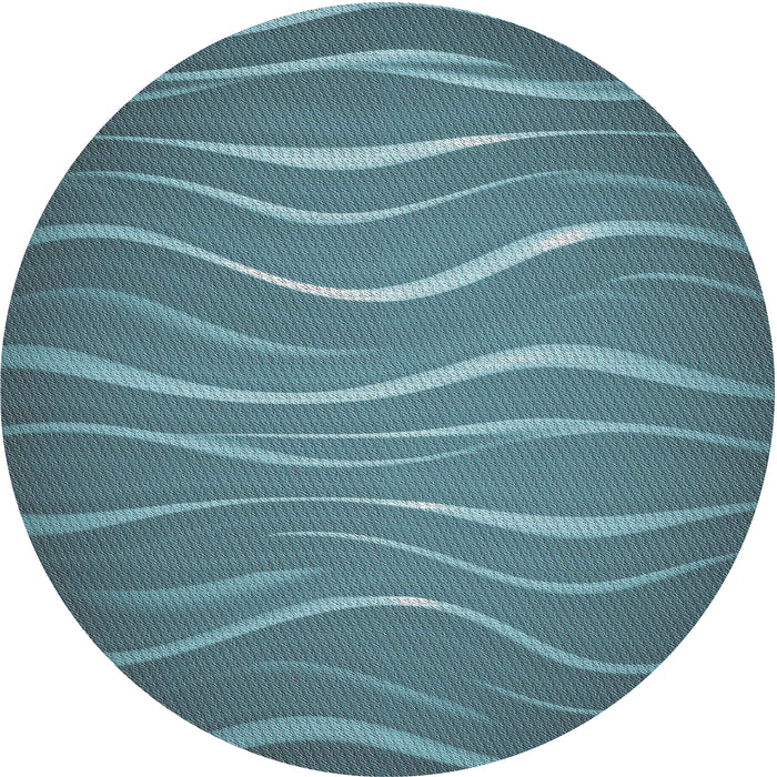 Round Machine Washable Transitional Blue Rug, wshpat1839