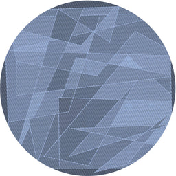 Round Patterned Denim Blue Novelty Rug, pat1841