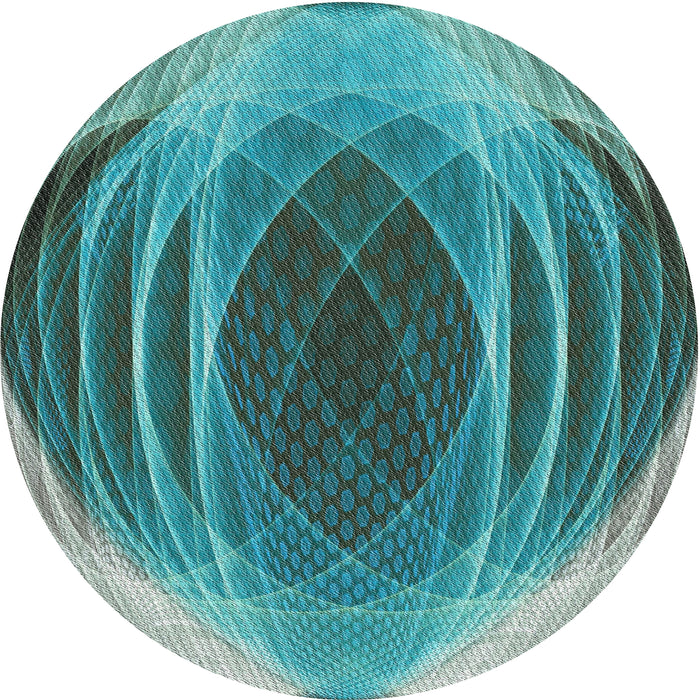 Round Patterned Deep-Sea Green Novelty Rug, pat1844