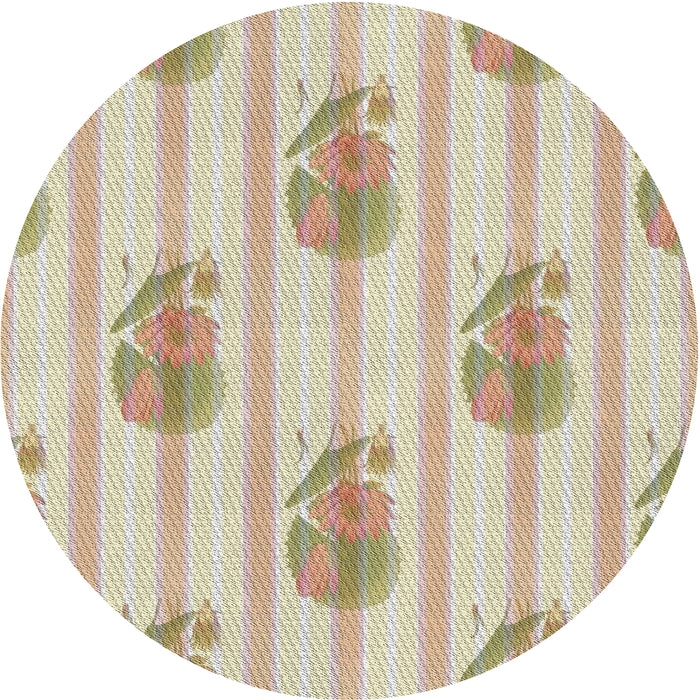 Round Patterned Dark Almond Brown Novelty Rug, pat1849