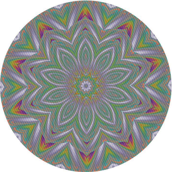 Round Patterned Carbon Gray Novelty Rug, pat184