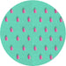 Round Machine Washable Transitional Mint Green Rug, wshpat1852