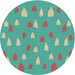 Round Patterned Turquoise Green Novelty Rug, pat1853