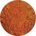 Round Patterned Neon Orange Novelty Rug, pat1854