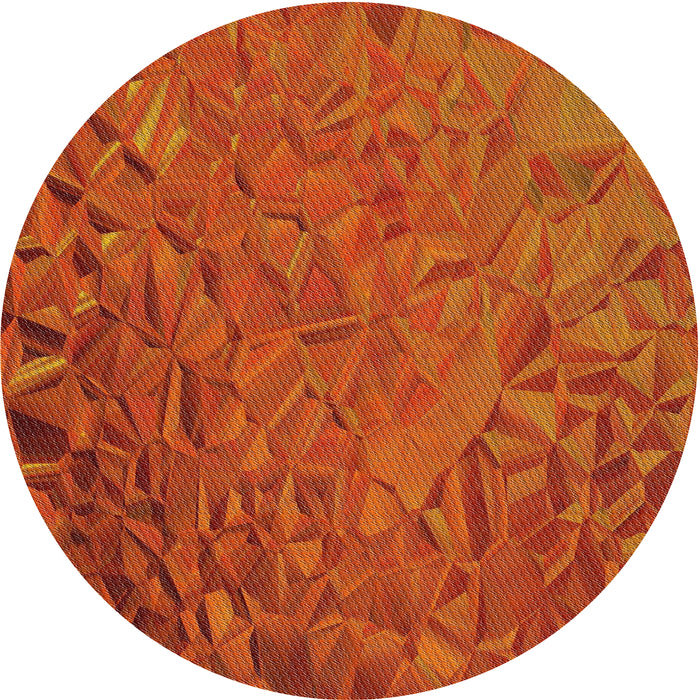 Round Machine Washable Transitional Neon Orange Rug, wshpat1854