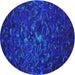 Round Machine Washable Transitional Ocean Blue Rug, wshpat1855