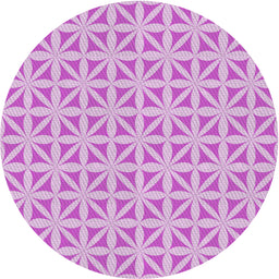 Round Machine Washable Transitional Blossom Pink Rug, wshpat1858