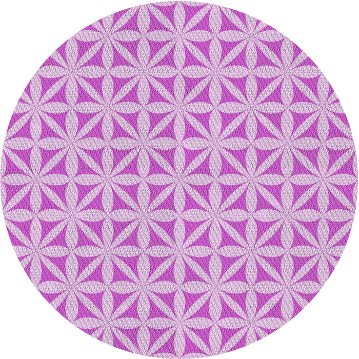 Round Machine Washable Transitional Blossom Pink Rug, wshpat1858