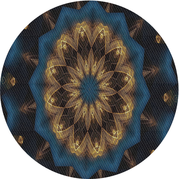 Round Machine Washable Transitional Black Rug, wshpat1866