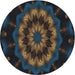 Round Patterned Black Novelty Rug, pat1866