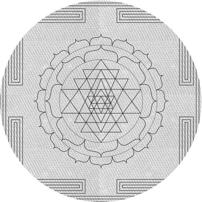 Round Patterned Off-White Novelty Rug, pat1867