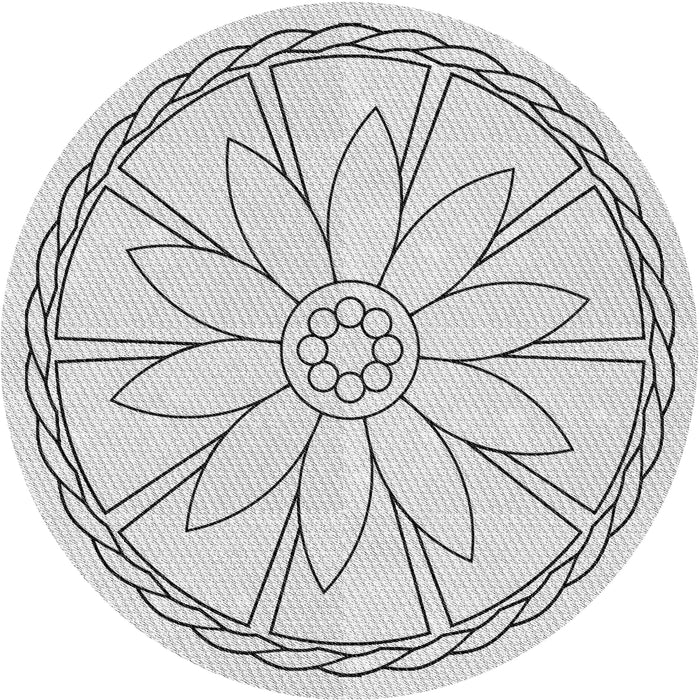 Round Patterned Off-White Novelty Rug, pat1868