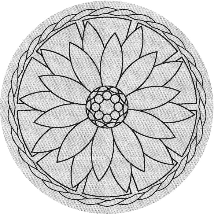 Round Patterned Off-White Novelty Rug, pat1869