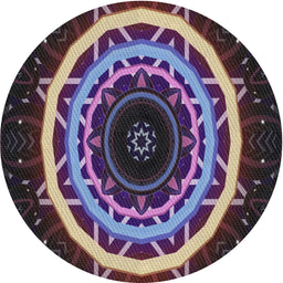 Round Patterned Gunmetal Gray Novelty Rug, pat1870