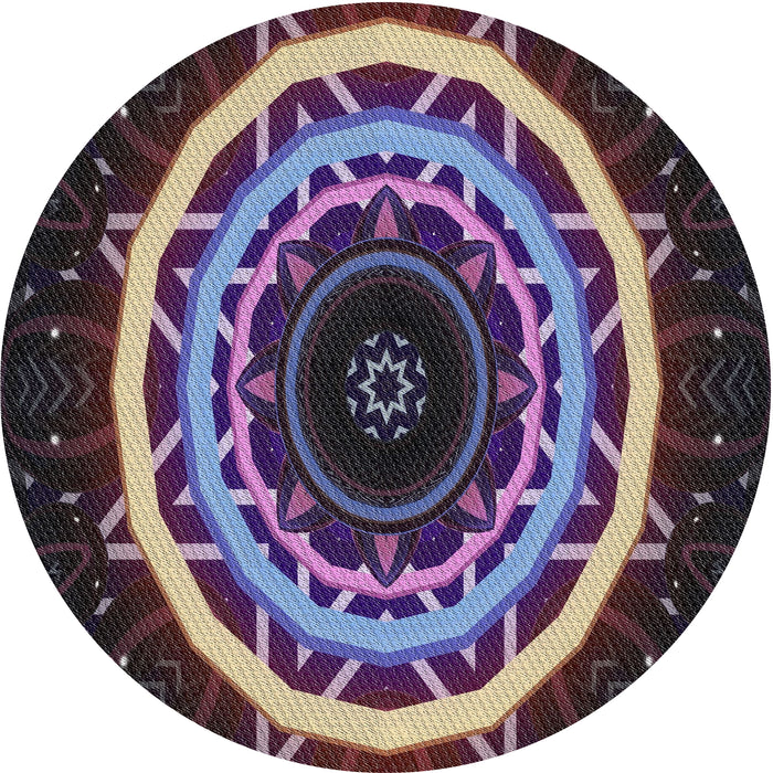 Round Patterned Gunmetal Gray Novelty Rug, pat1870