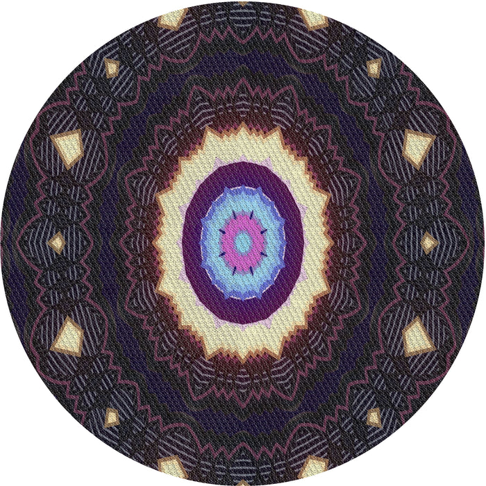 Round Patterned Mid Gray Novelty Rug, pat1872