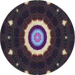 Round Machine Washable Transitional Midnight Gray Rug, wshpat1872