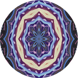 Round Machine Washable Transitional Dark Purple Rug, wshpat1873