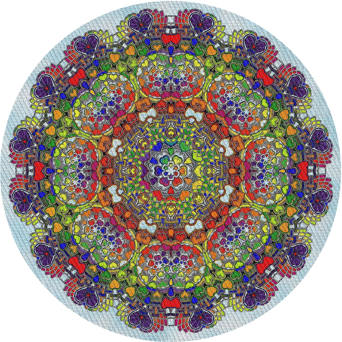 Round Patterned Purple Novelty Rug, pat1874